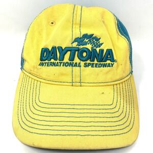 Daytona International Speedway Cap‎ Vtg Adjustable Hat Teal Yellow Motorsports